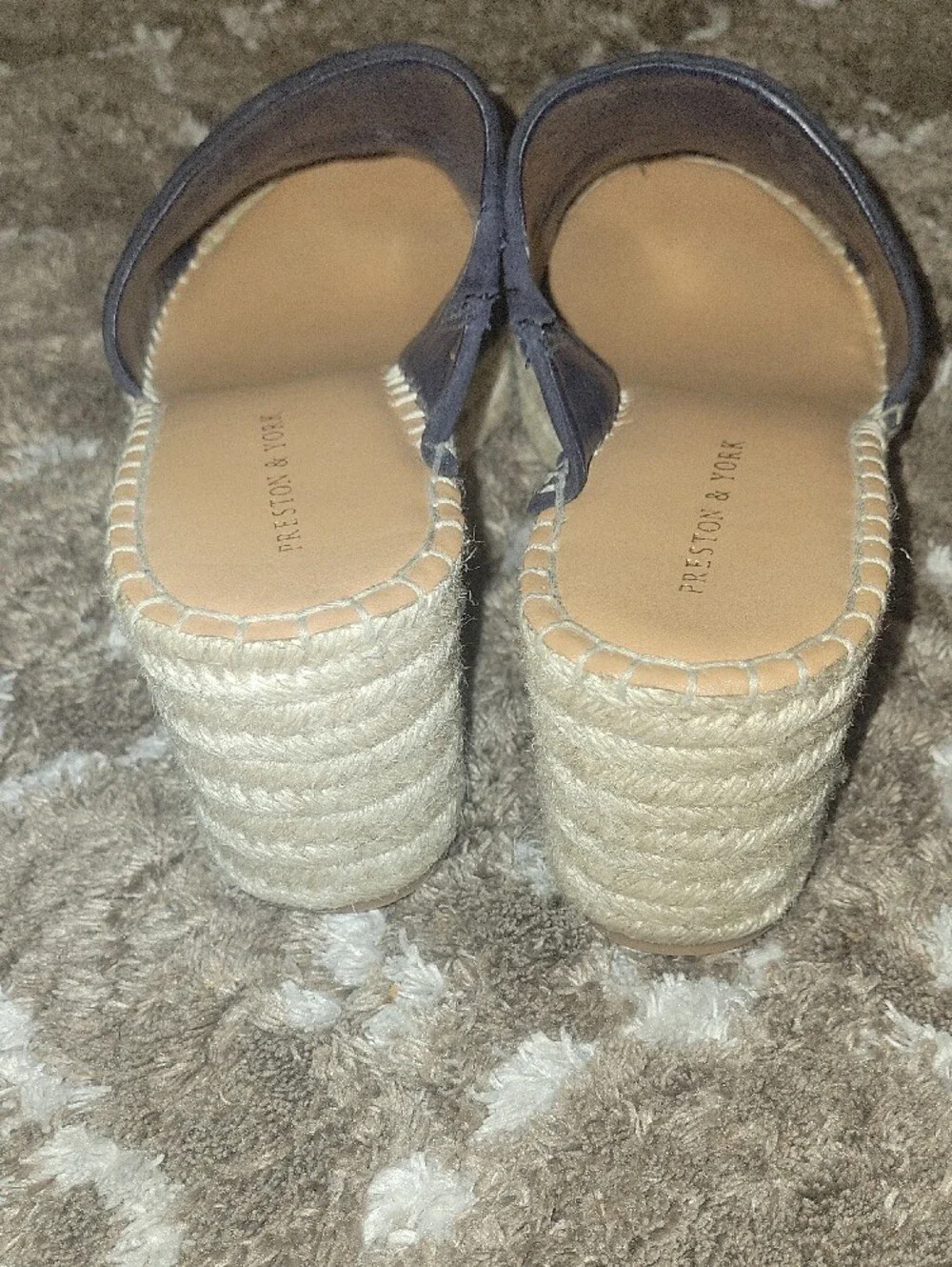 Preston & York Navy Suede Espadrille Wedge Slides